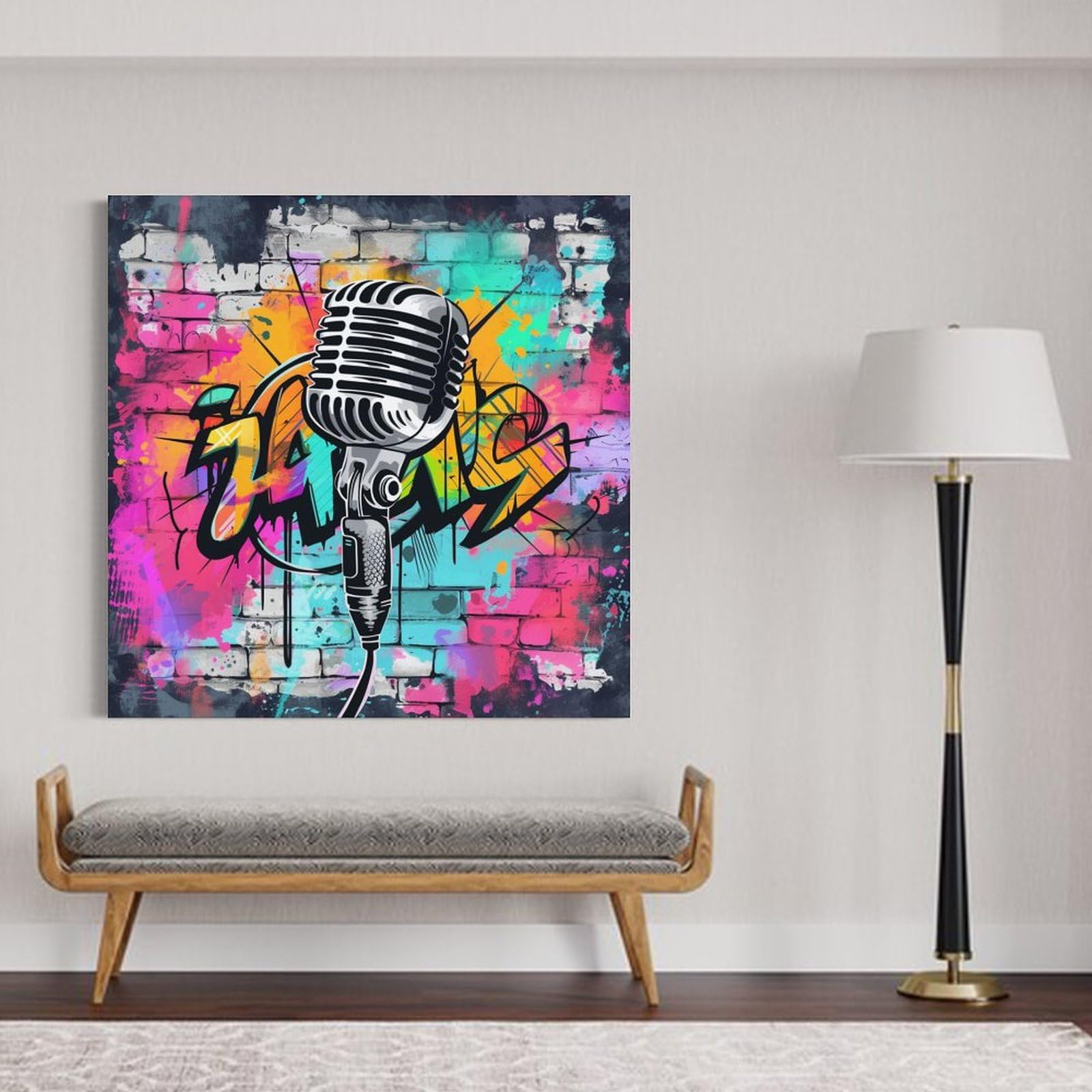 Amazon.com: Vendhui Microphone Graffiti Canvas Poster Colorful